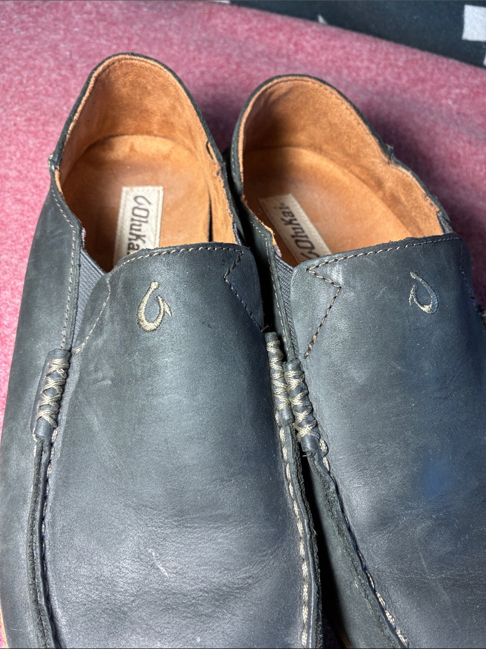Olukai Moloa Leather Slide Ons View 6